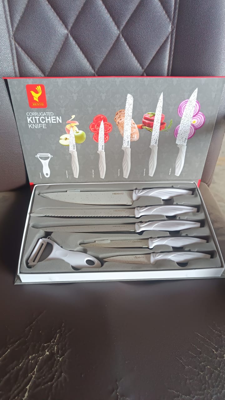 Marble Coated Stainless Steel Kitchen Knife Set (6 Pc) Marble Coated Stainless Steel Kitchen Knife Set (6 Pc)